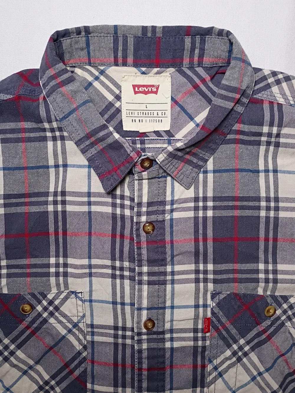 Levi's Mens Western Plaid Lightweight Button Up Flannel Shirt Large Multicolor